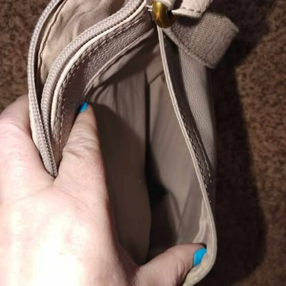 Slate gray fossil shoulder tote Crossbody Weekend Neutral Everyday Fashion Purse - Picture 9 of 14